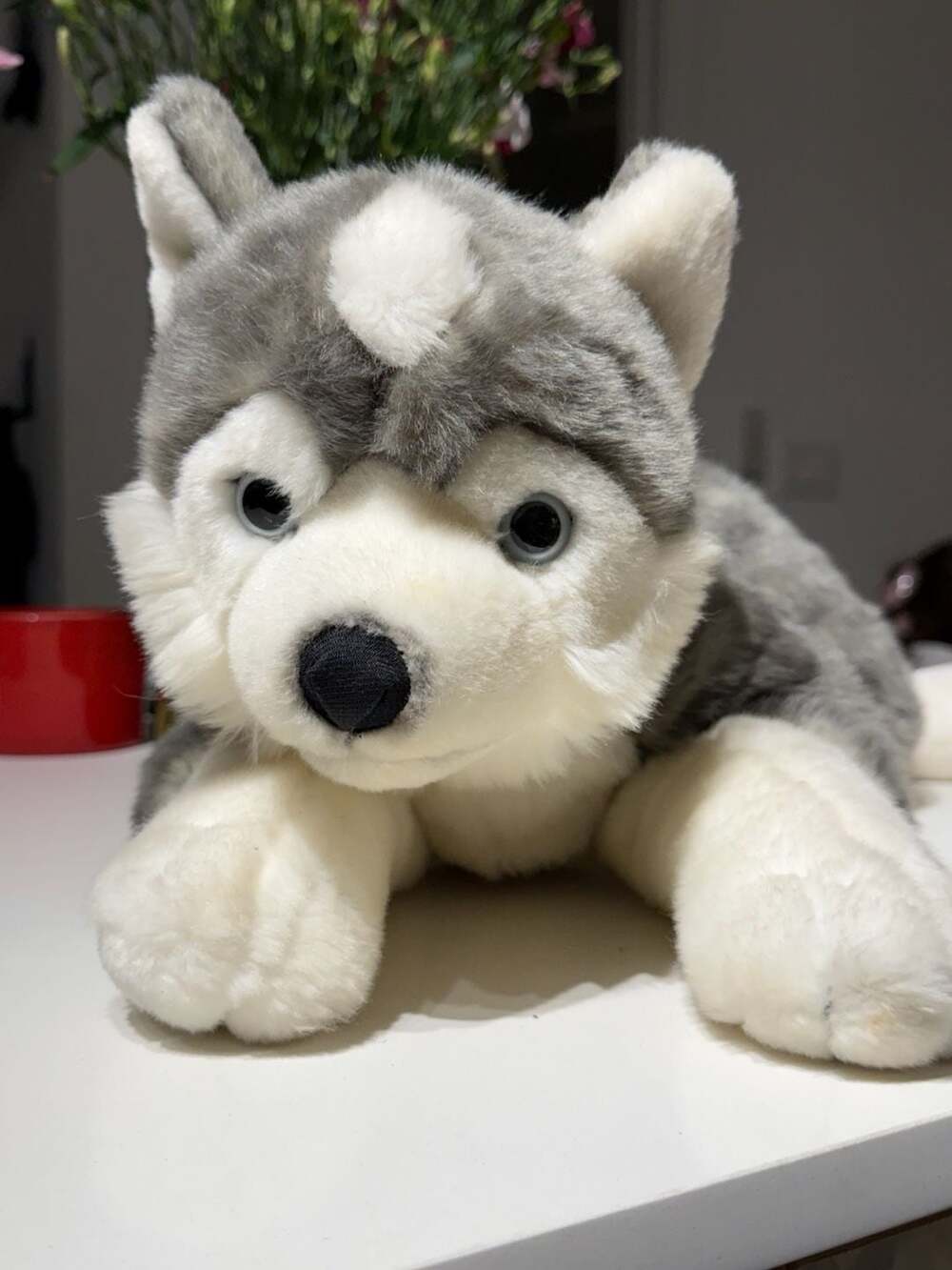 RARE Animal Alley Large Husky Puppy Dog Gray White Toys R Us 25" Wolf Realistic